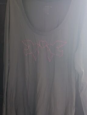 Old Navy Light Gray Tank Top with Pink Embroidery